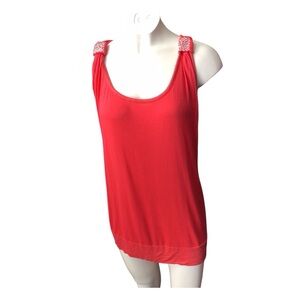 Chic Red Tank Top with Embellished Straps Y2K
